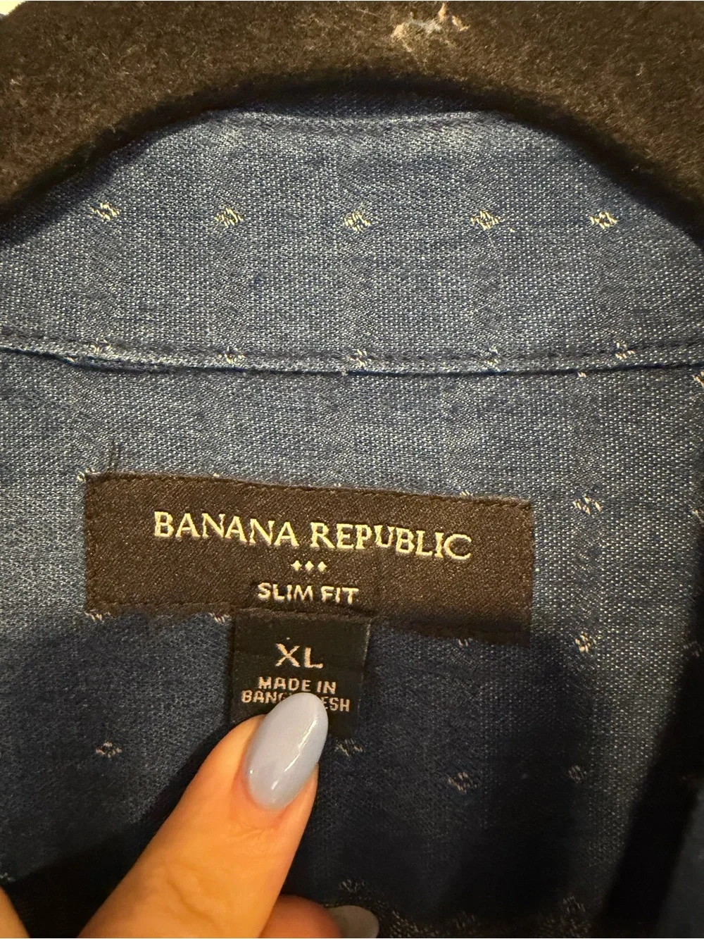 Banana Republic Short-Sleeve Blue Dot-Print Button Down Shirt